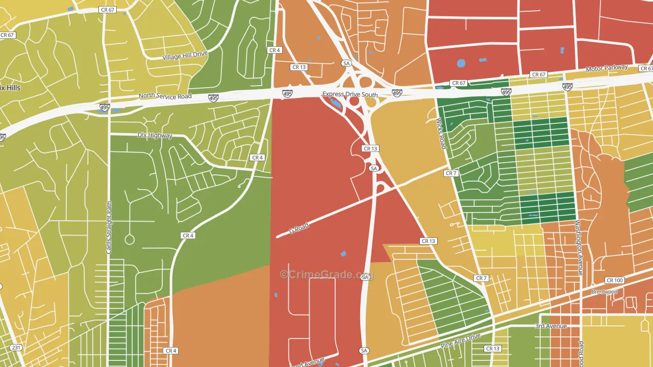 Pine Aire, NY Map of Burglary Rates