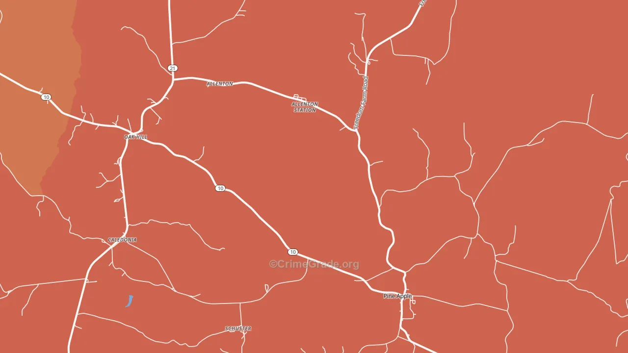 Pine Apple, AL Map of Burglary Rates
