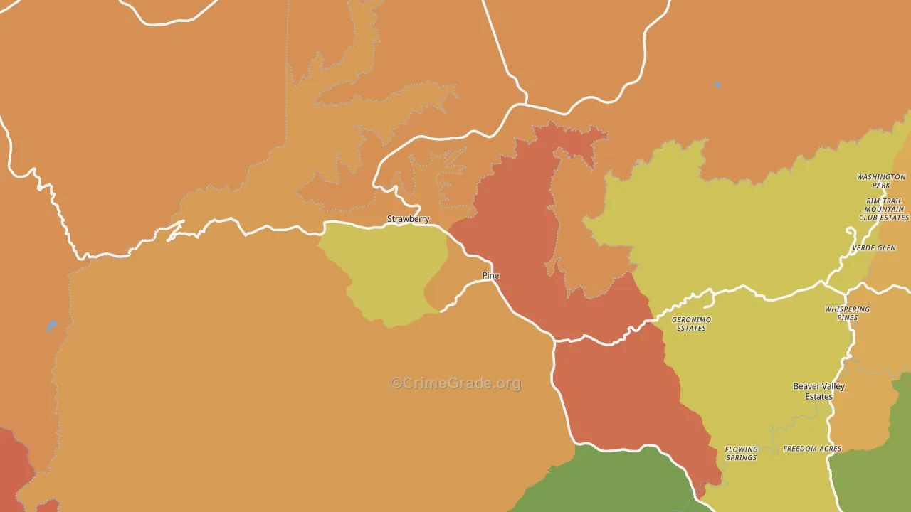 Pine, AZ Map of Burglary Rates