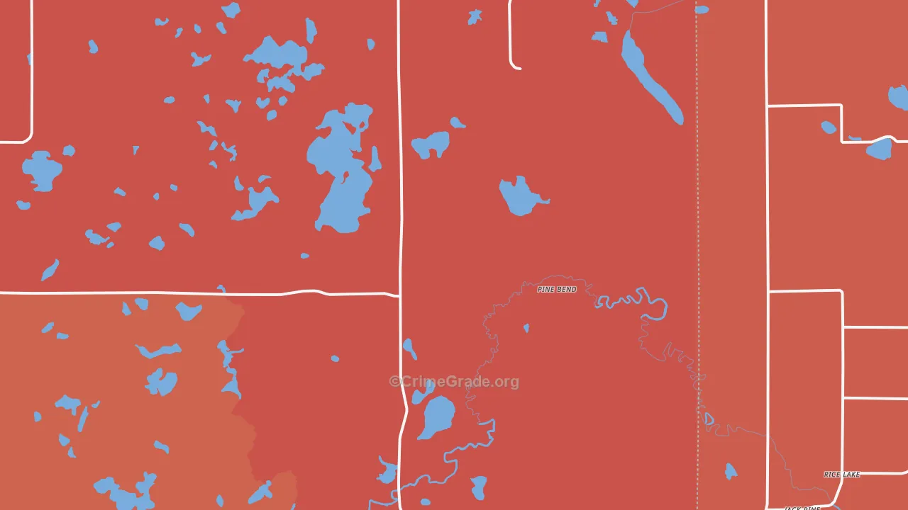 Pine Bend, MN Map of Burglary Rates
