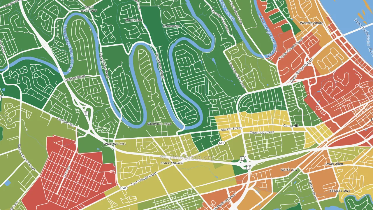 Pine Brook, Camp Hill, PA Map of Burglary Rates