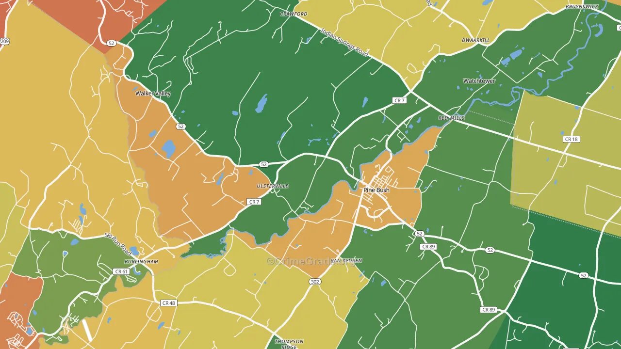 Pine Bush, NY Map of Burglary Rates