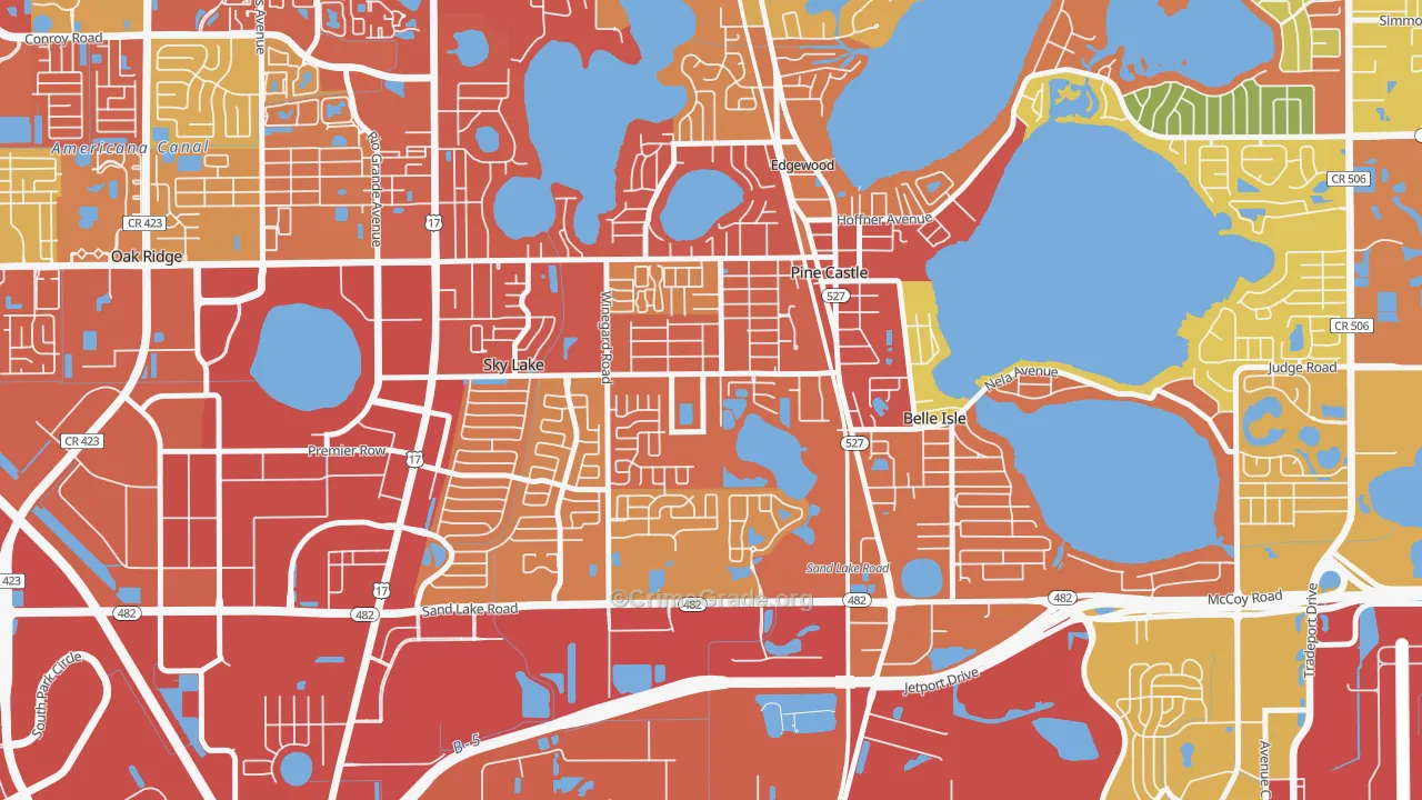 Pine Castle, FL Map of Burglary Rates