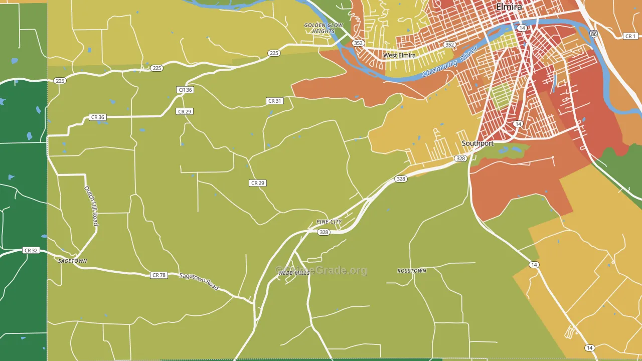Pine City, NY Map of Burglary Rates