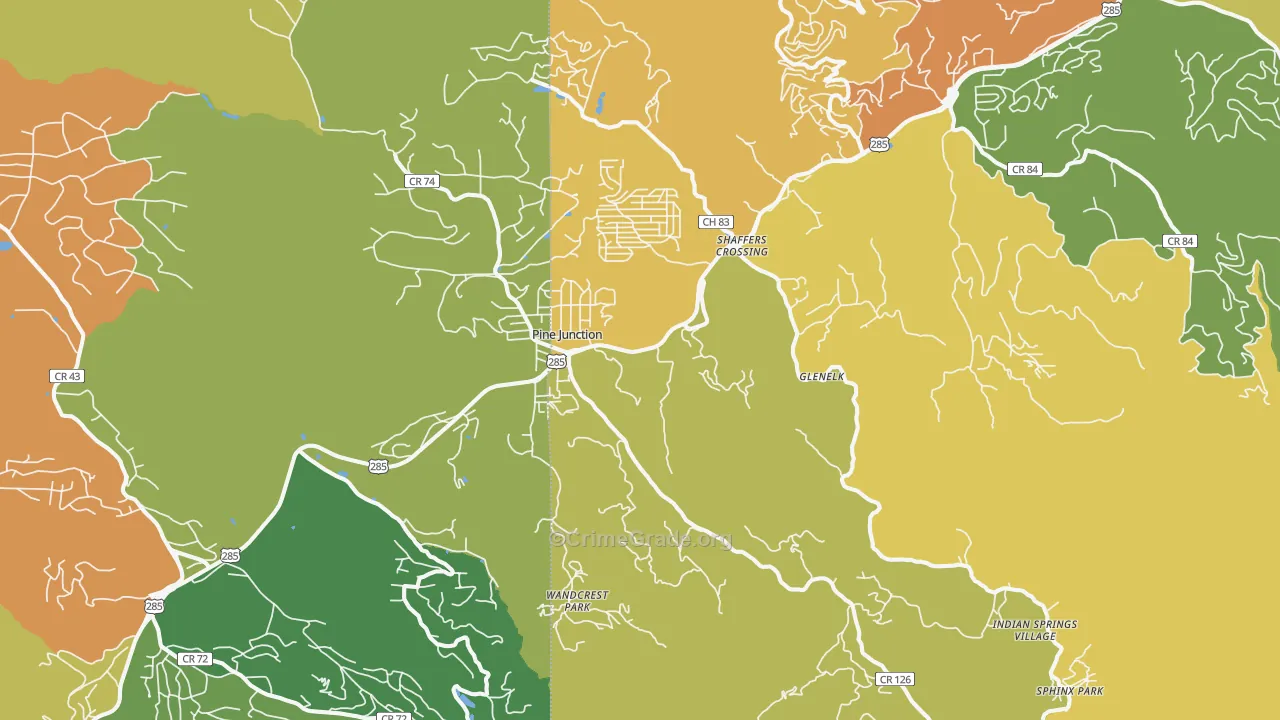 Pine, CO Map of Burglary Rates