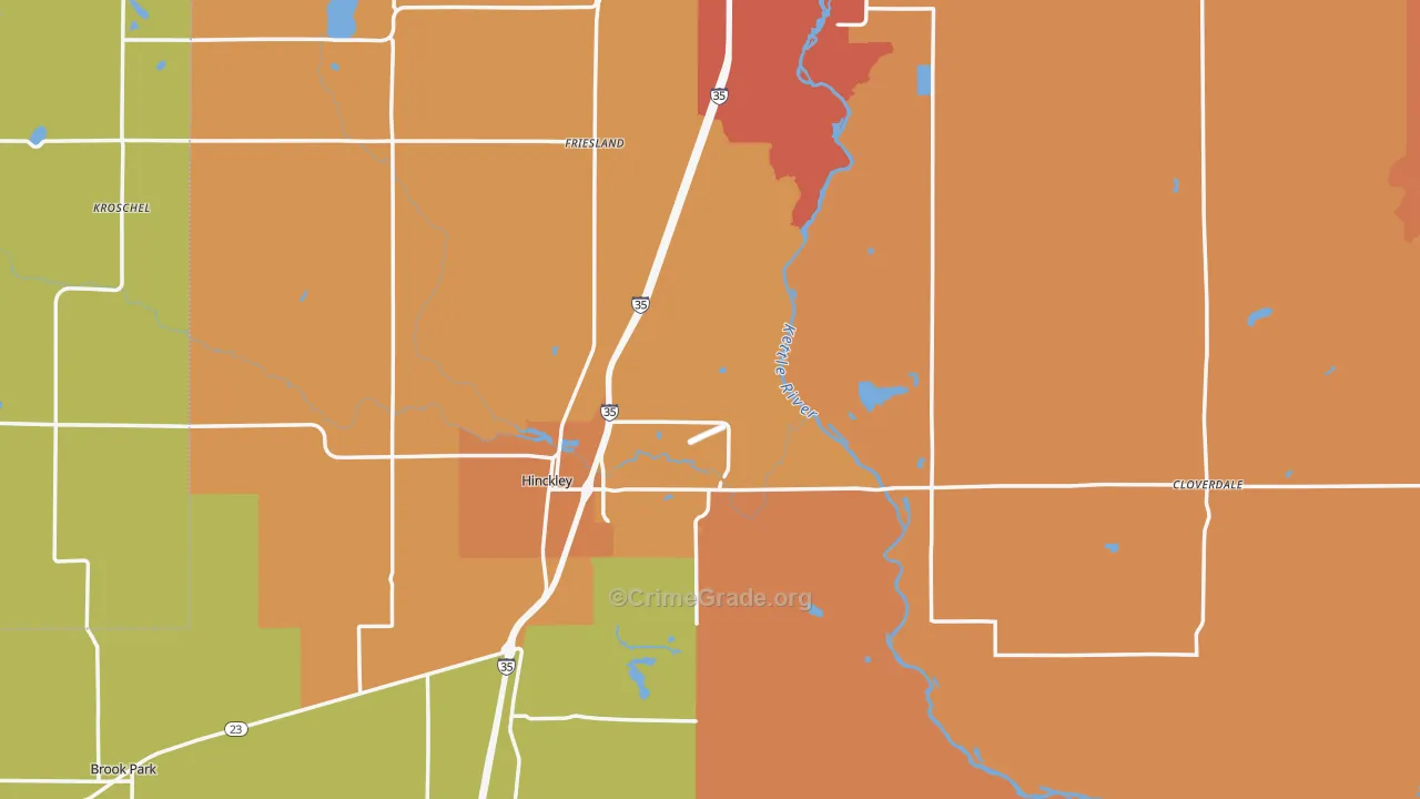 Pine County, MN Map of Burglary Rates