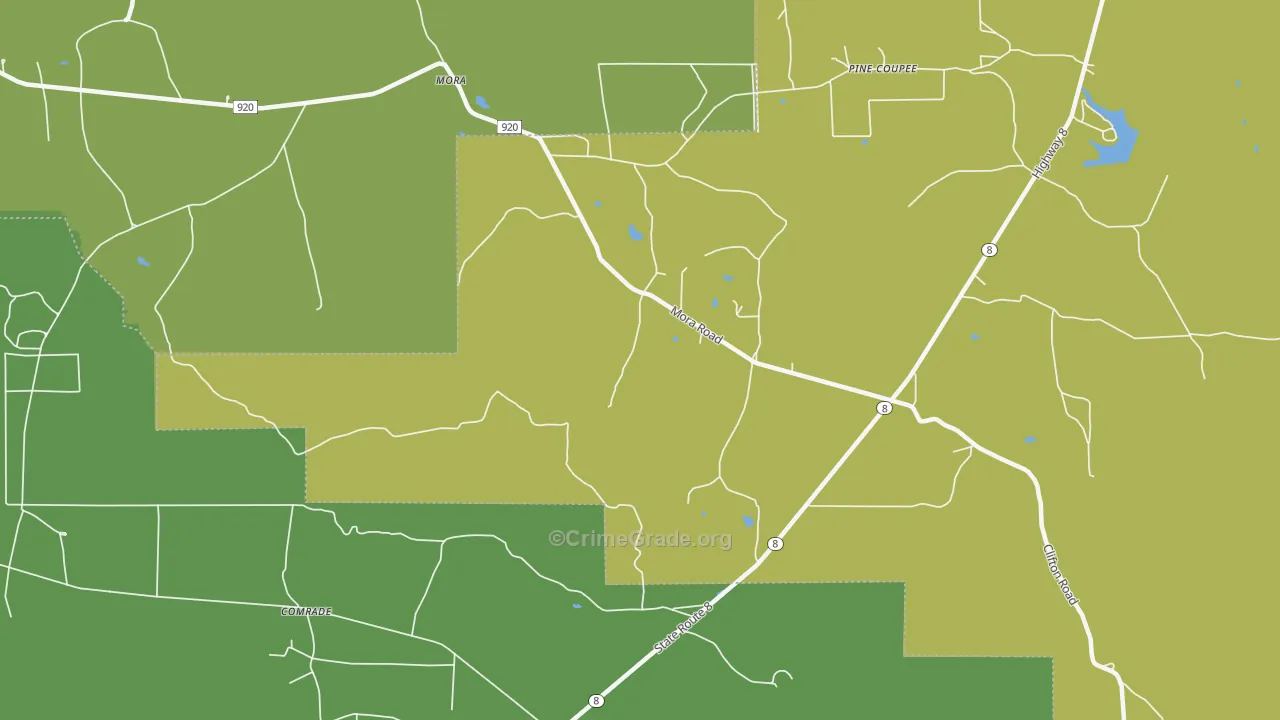Pine Coupee, LA Map of Burglary Rates