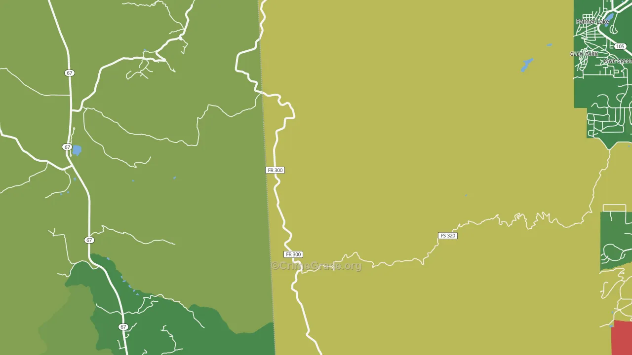 Pine Crest, CO Map of Burglary Rates
