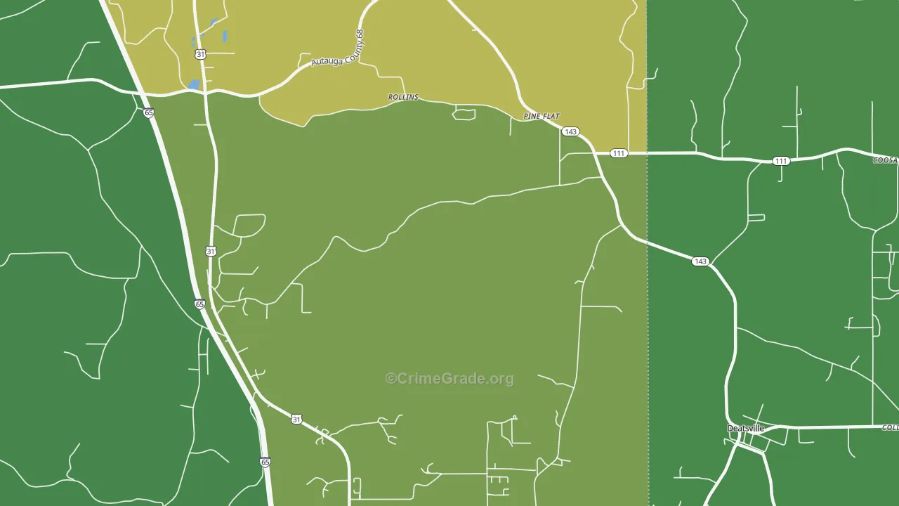 Pine Flat, AL Map of Burglary Rates