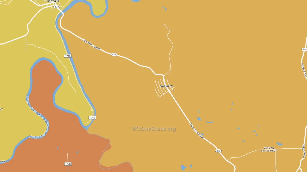 Pine Glen, PA Map of Burglary Rates
