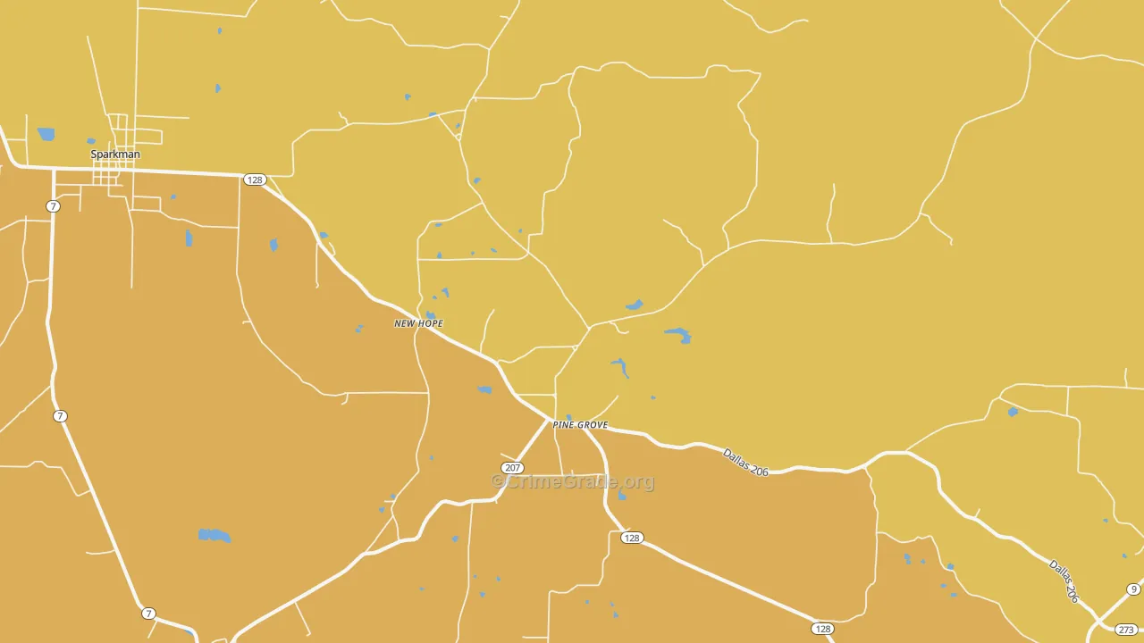 Pine Grove, AR Map of Burglary Rates