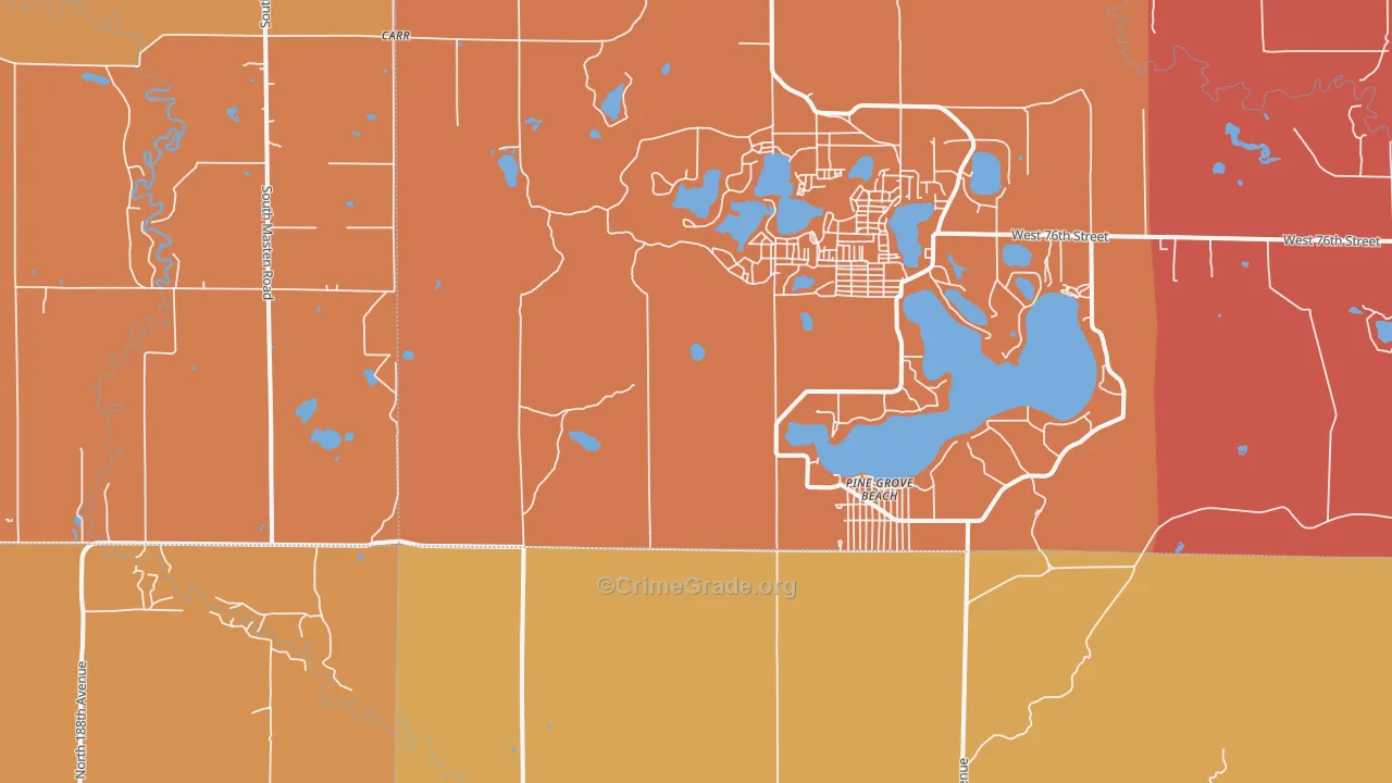 Pine Grove Beach, MI Map of Burglary Rates