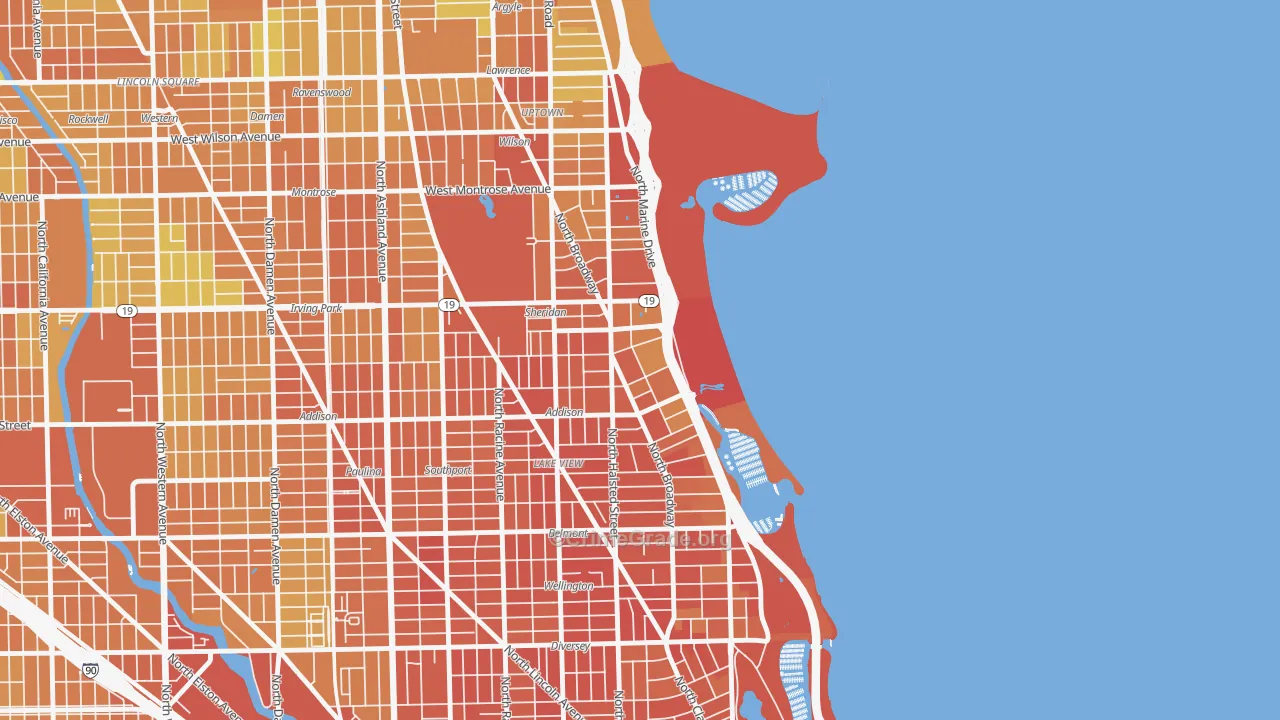 Pine Grove, Chicago, IL Map of Burglary Rates