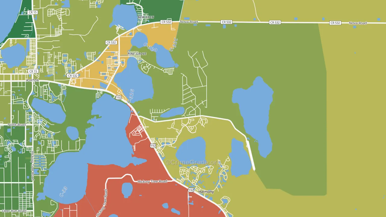 Pine Grove, FL Map of Burglary Rates