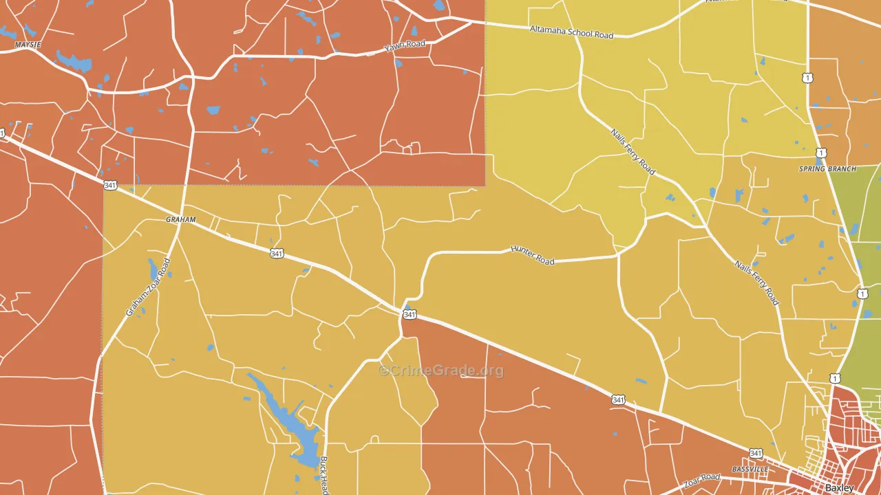 Pine Grove, GA Map of Burglary Rates