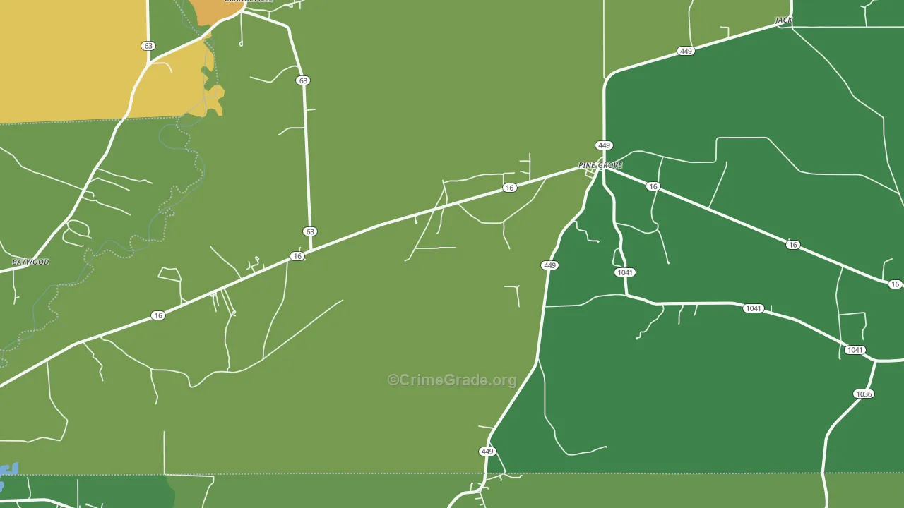 Pine Grove, LA Map of Burglary Rates