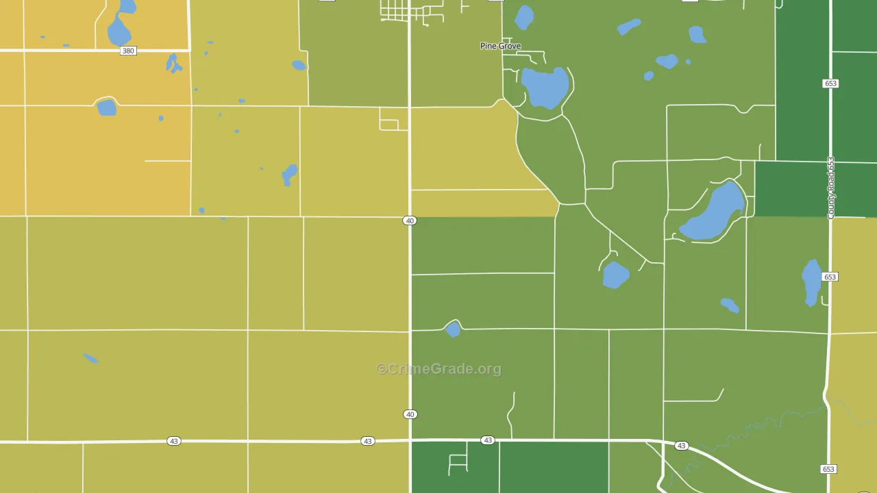 Pine Grove, MI Map of Burglary Rates