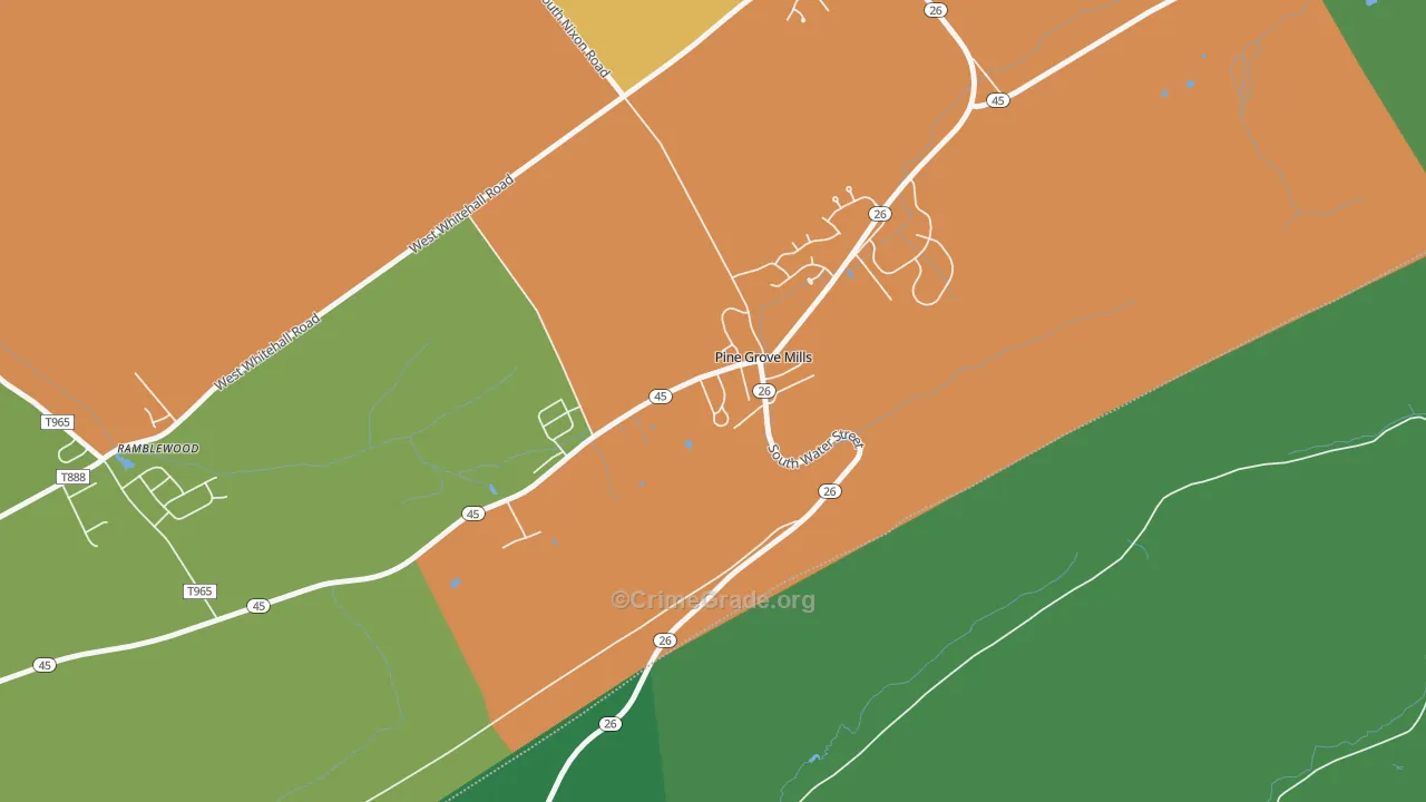 Pine Grove Mills, PA Map of Burglary Rates
