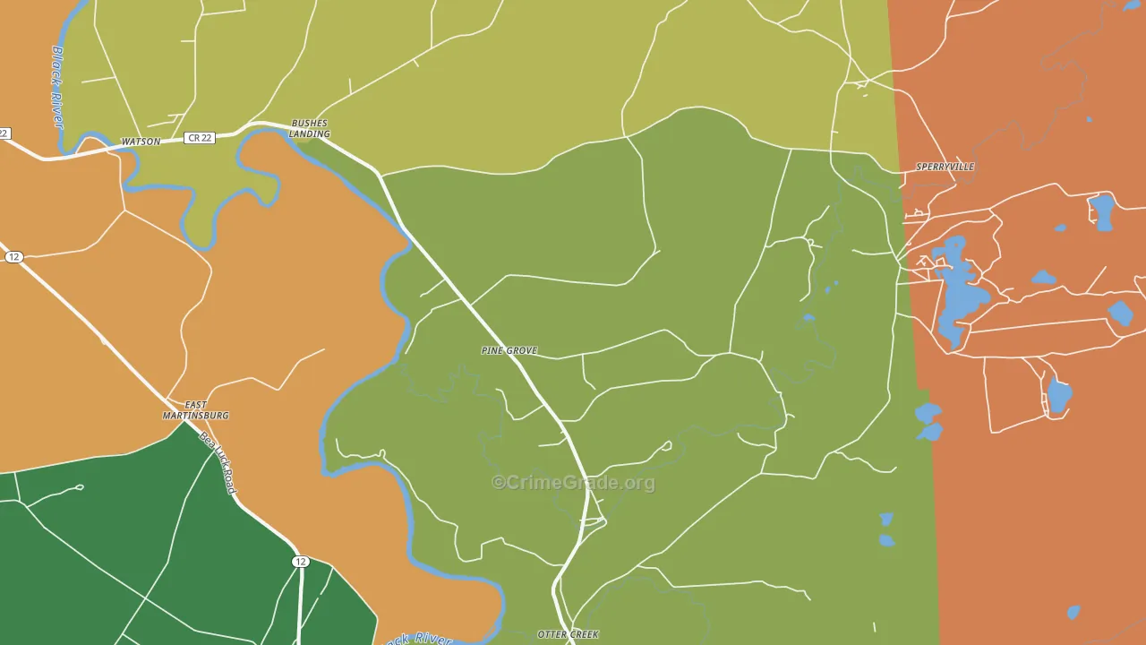 Pine Grove, NY Map of Burglary Rates