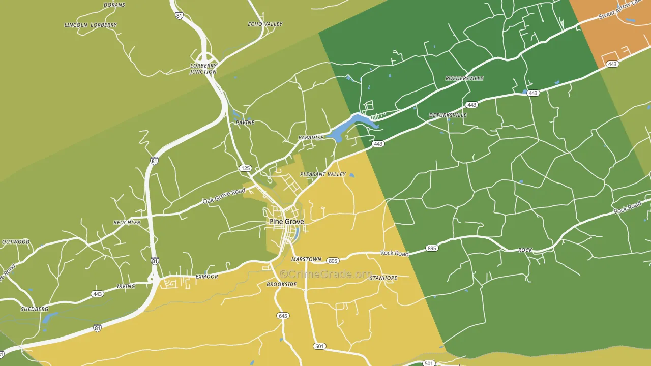Pine Grove, PA Map of Burglary Rates