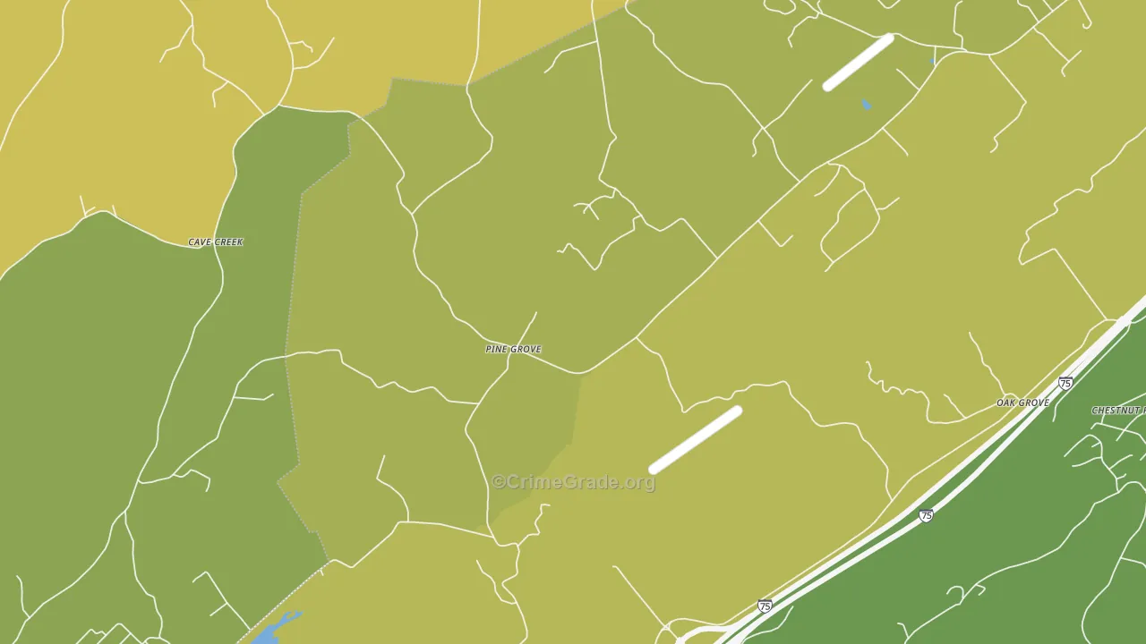 Pine Grove, TN Map of Burglary Rates