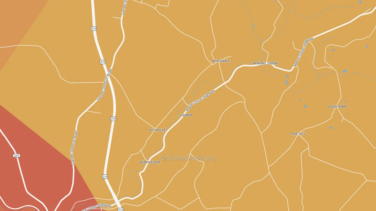 Pine Hill, PA Map of Burglary Rates
