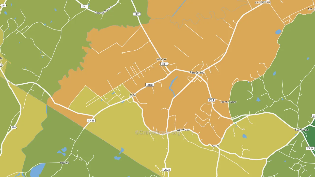 Pine Island, NY Map of Burglary Rates