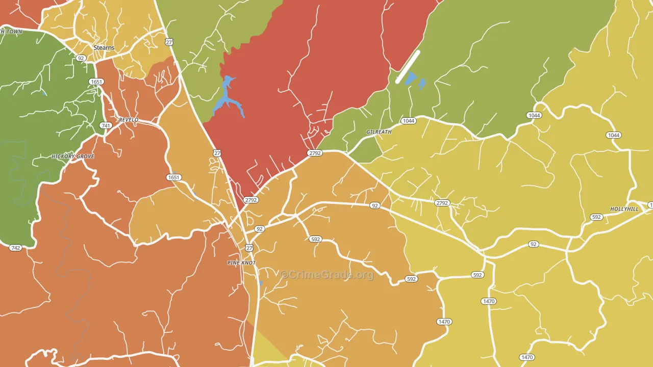 Pine Knot, KY Map of Burglary Rates