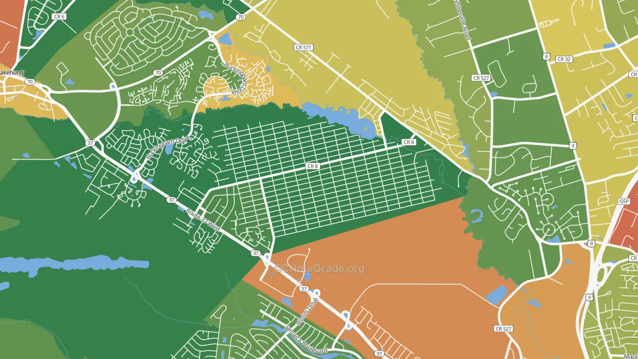 Pine Lake Park, NJ Map of Burglary Rates