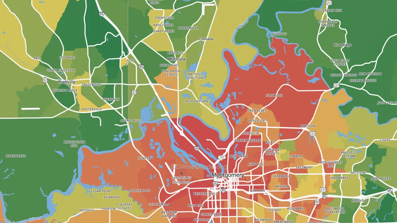 Pine Level, AL Map of Burglary Rates