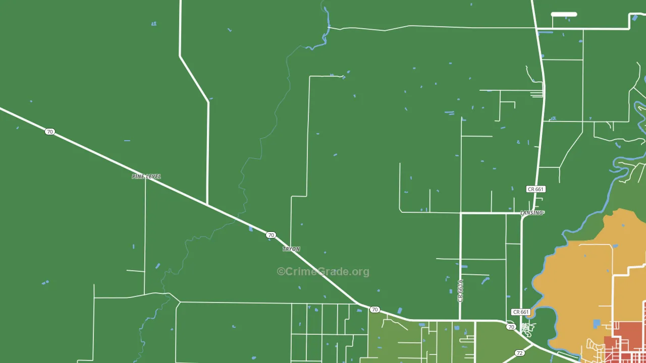 Pine Level, FL Map of Burglary Rates