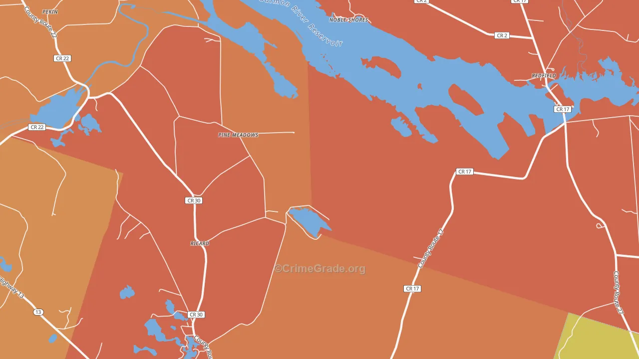 Pine Meadows, NY Map of Burglary Rates