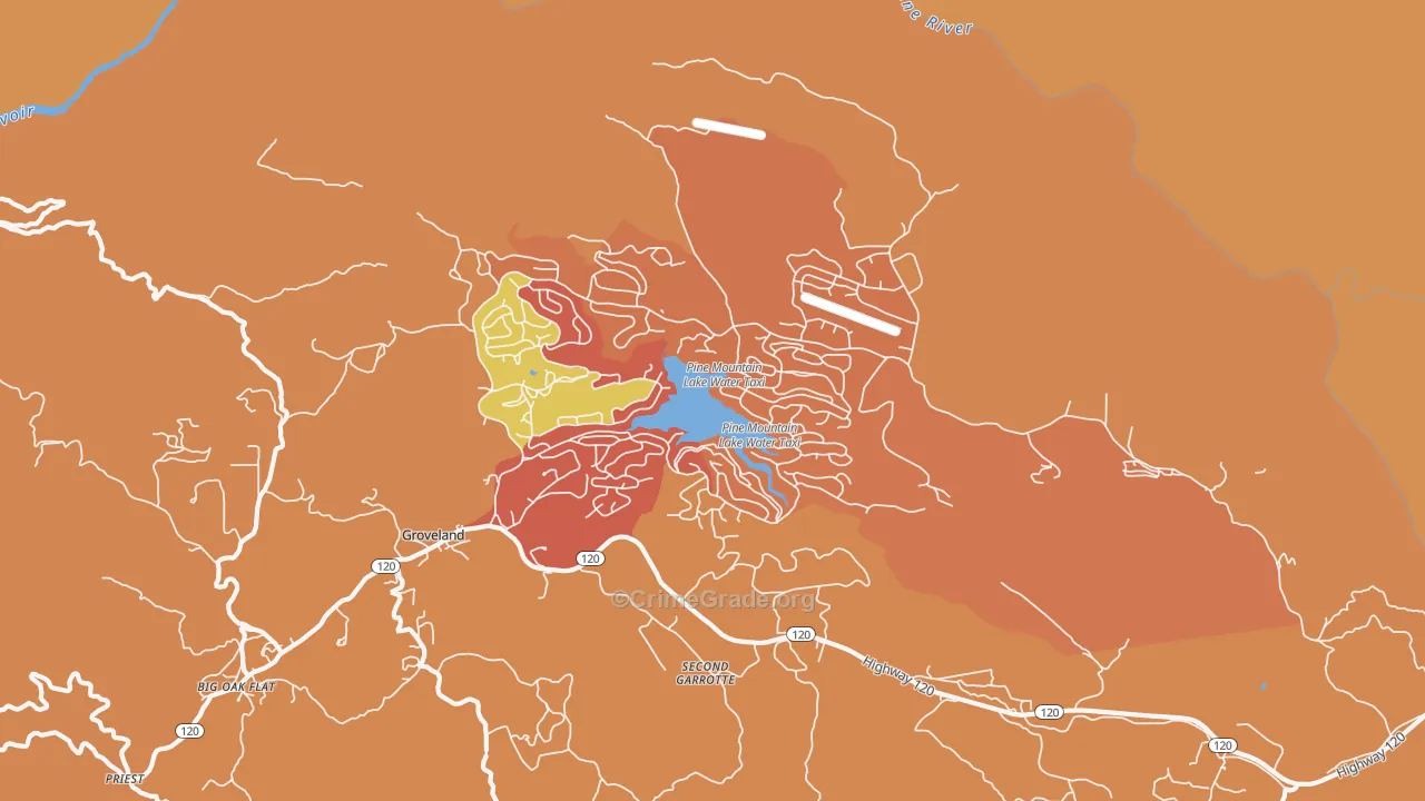 Pine Mountain Lake, CA Map of Burglary Rates