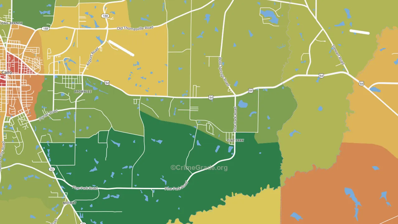 Pine Park, GA Map of Burglary Rates