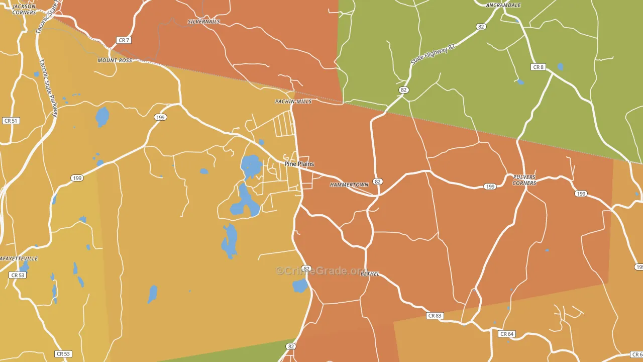 Pine Plains, NY Map of Burglary Rates