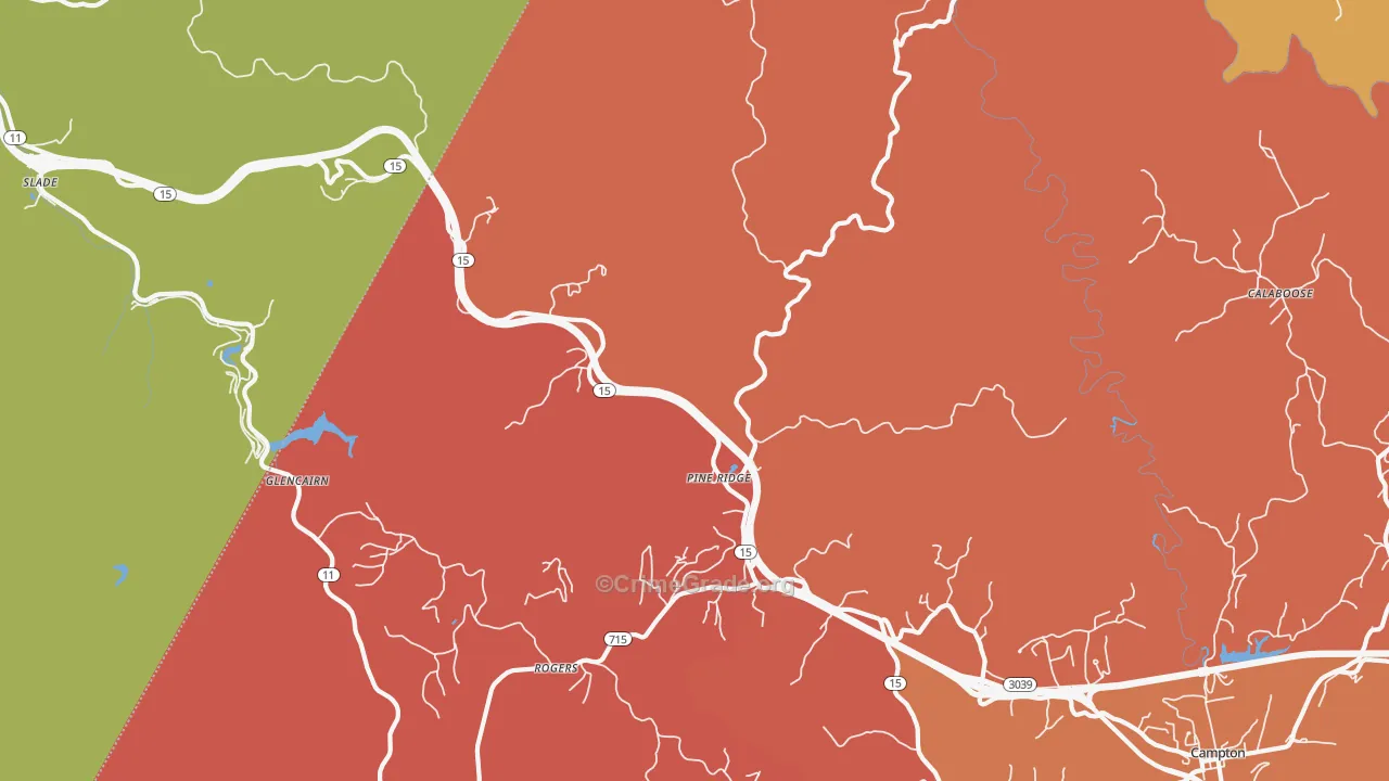 Pine Ridge, KY Map of Burglary Rates
