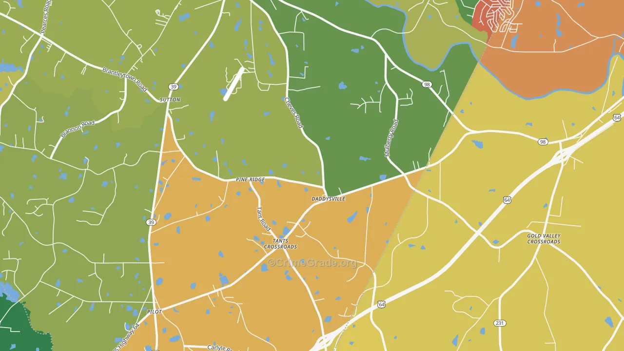 Pine Ridge, NC Map of Burglary Rates