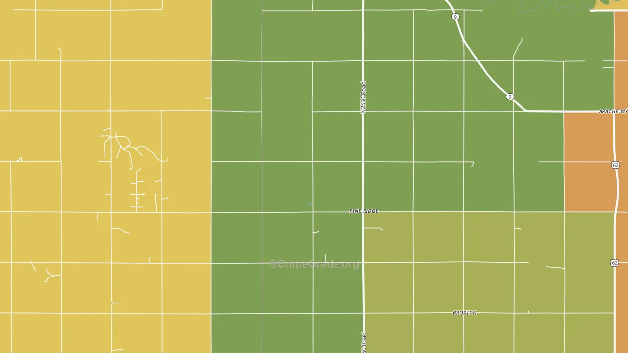 Pine Ridge, OK Map of Burglary Rates