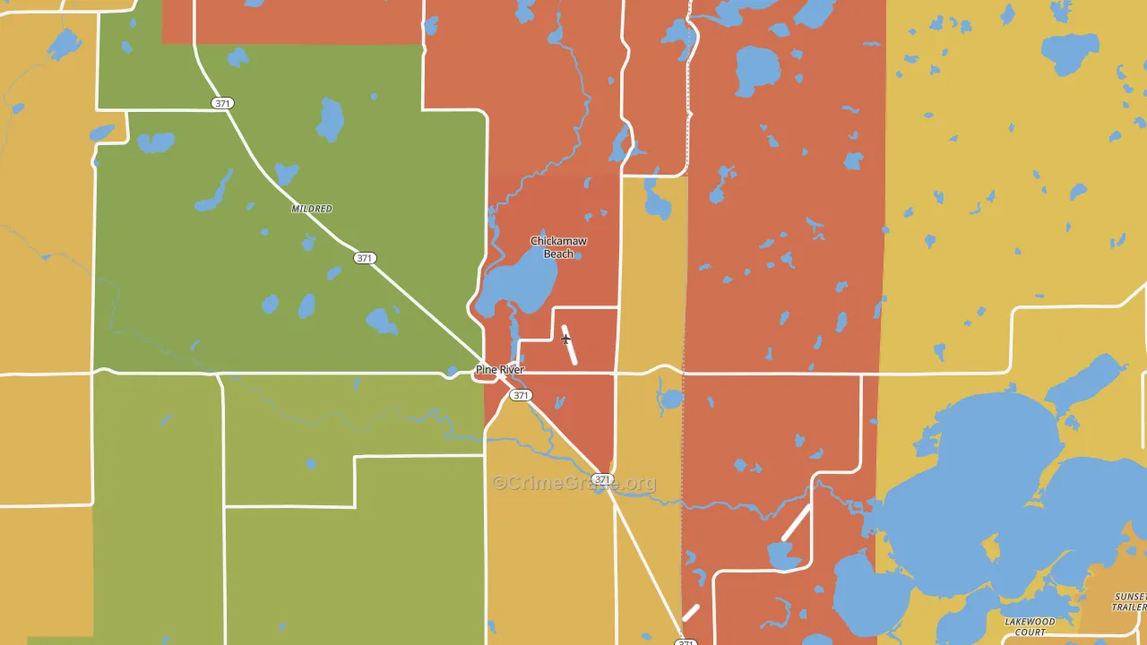 Pine River, MN Map of Burglary Rates