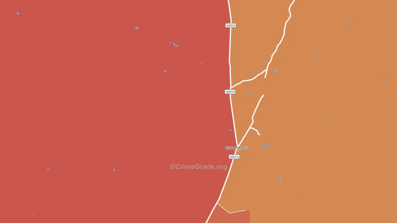 Pine Springs, AZ Map of Burglary Rates