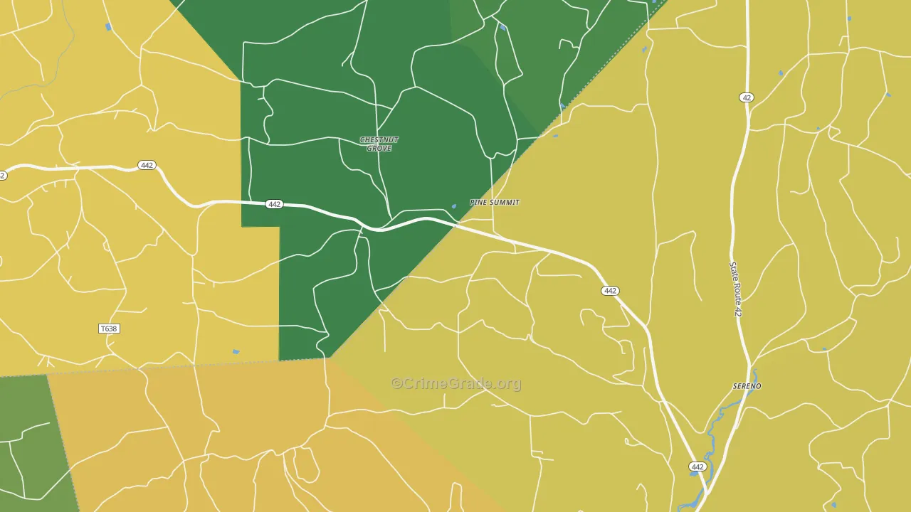 Pine Summit, PA Map of Burglary Rates