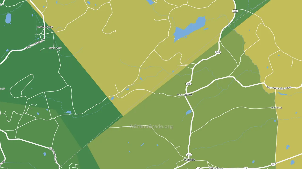 Pine Swamp, PA Map of Burglary Rates