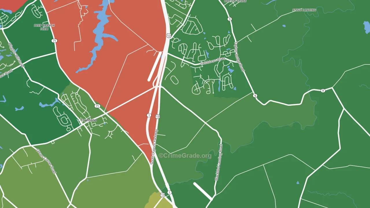 Pine Tree Corners, DE Map of Burglary Rates