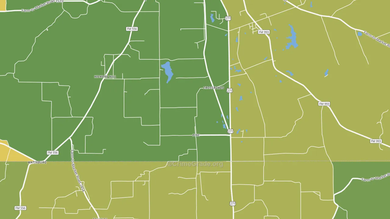 Pine, TX Map of Burglary Rates