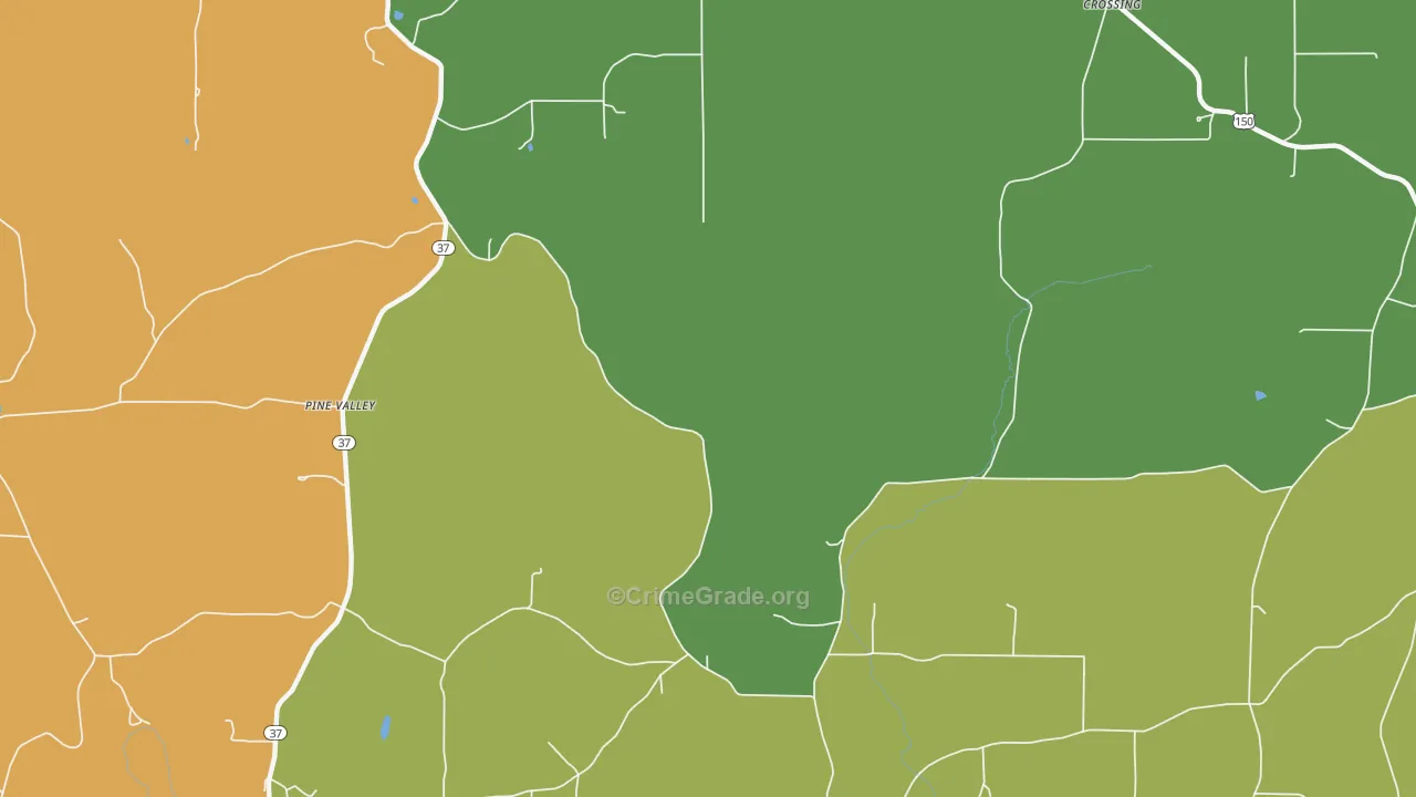 Pine Valley, IN Map of Burglary Rates