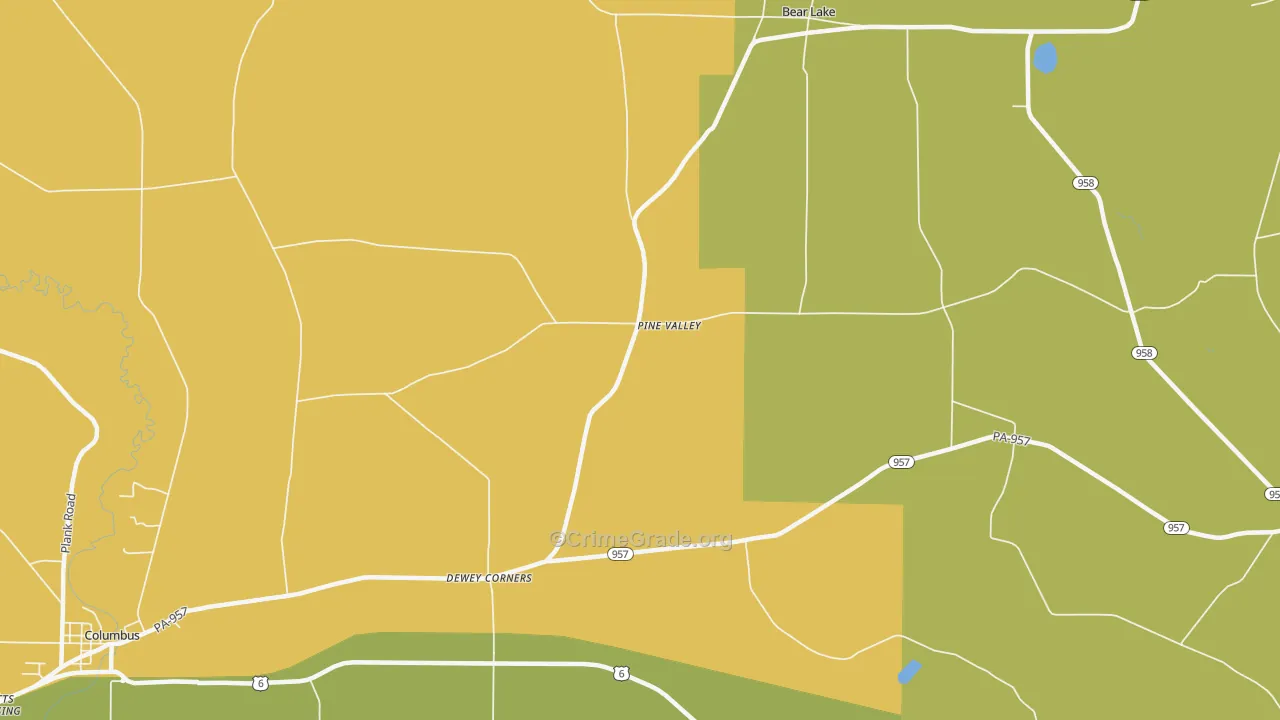 Pine Valley, PA Map of Burglary Rates