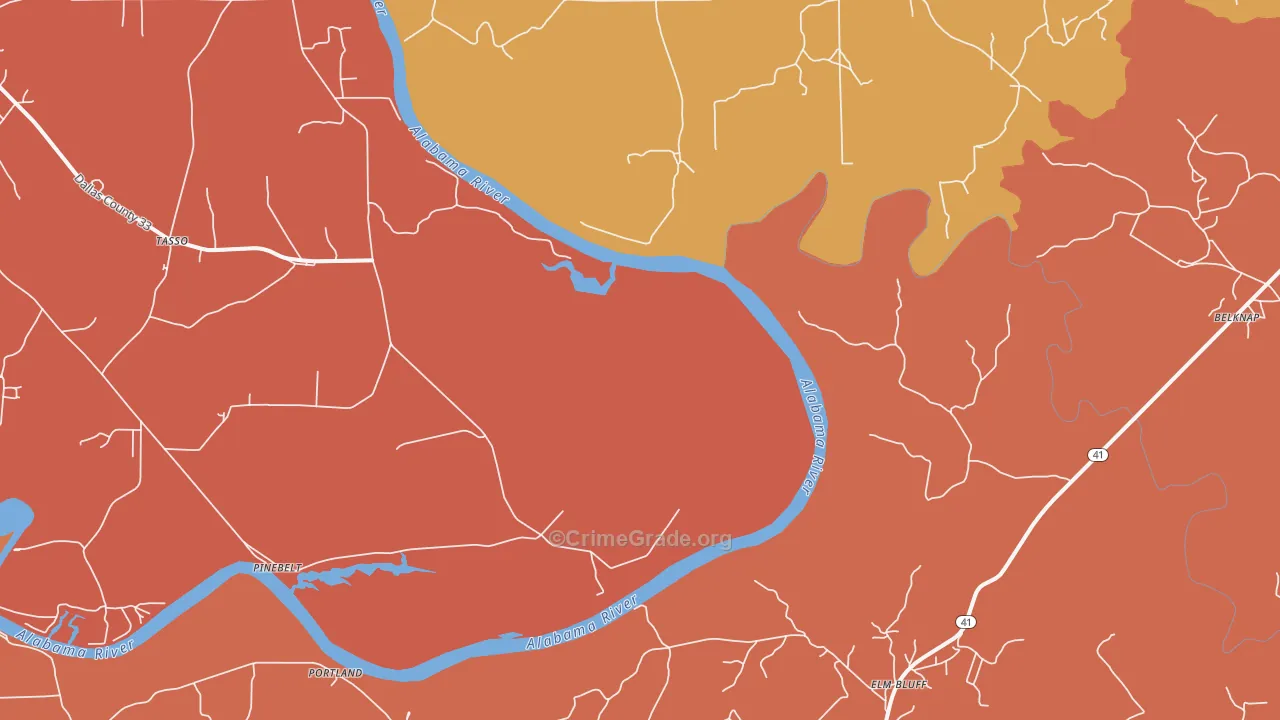 Pinebelt, AL Map of Burglary Rates