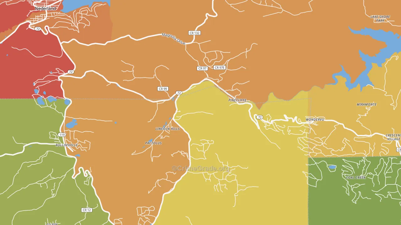 Pinecliffe, CO Map of Burglary Rates