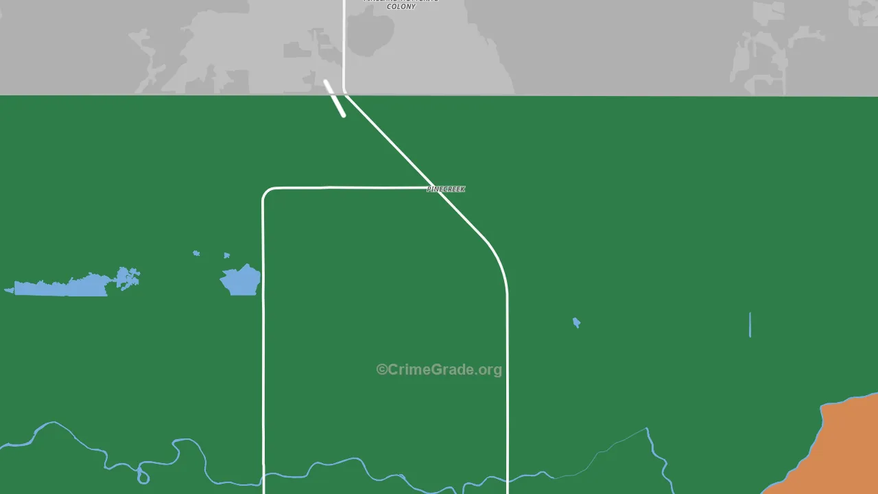 Pinecreek, MN Map of Burglary Rates