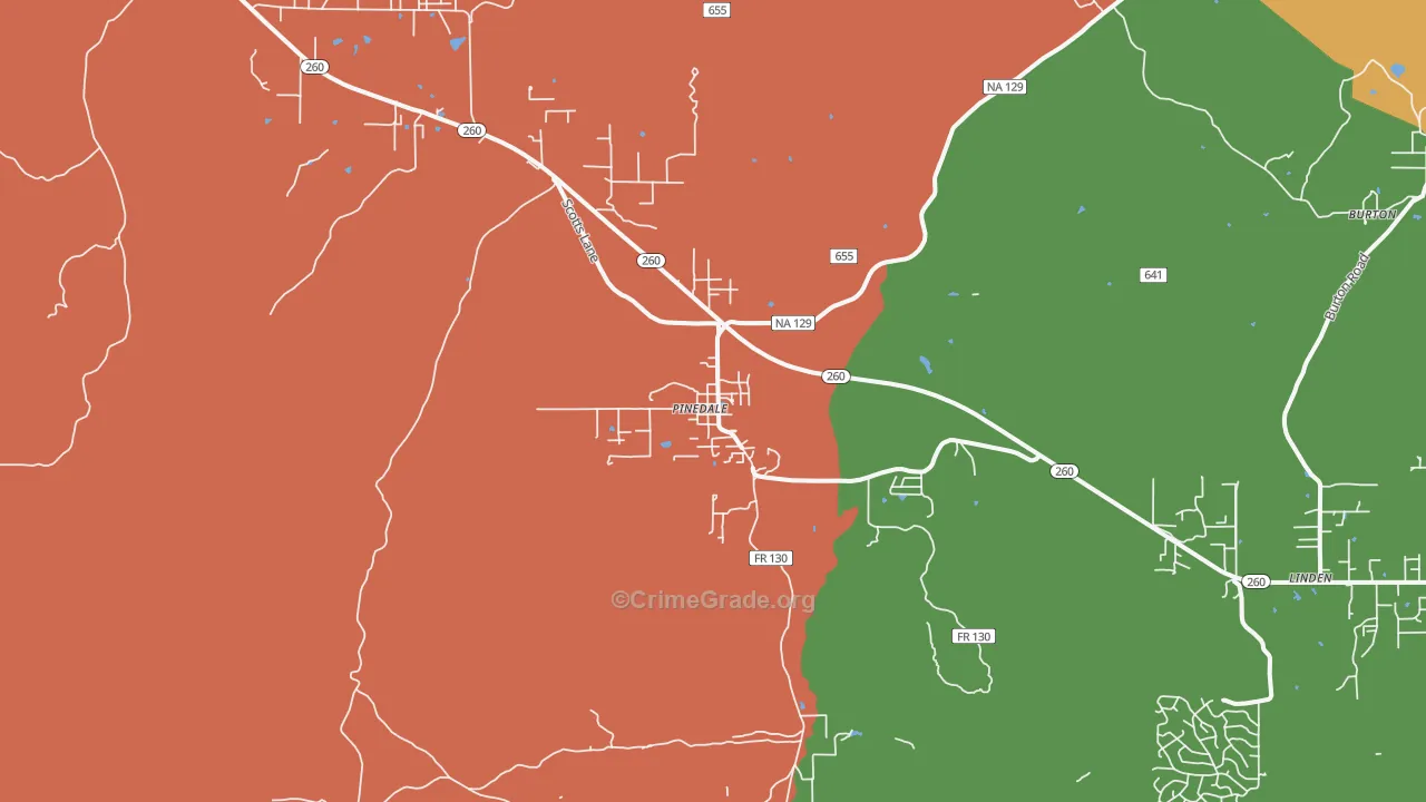 Pinedale, AZ Map of Burglary Rates